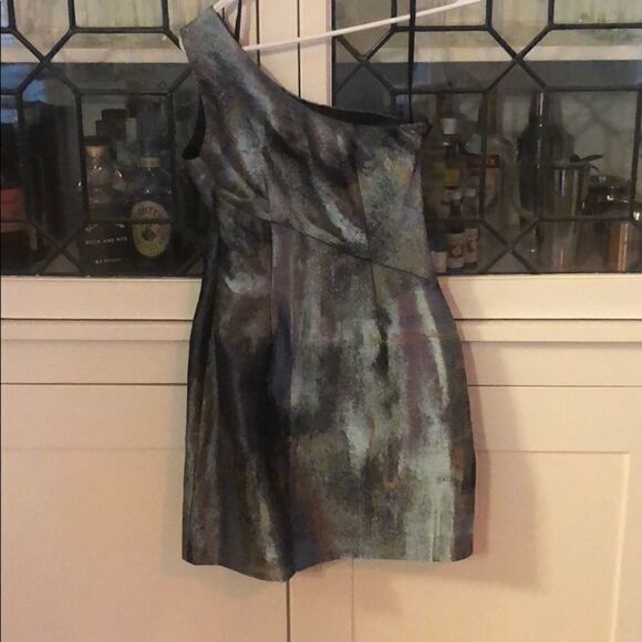NWT Nine West metallic one shoulder dress - Picture 2 of 4